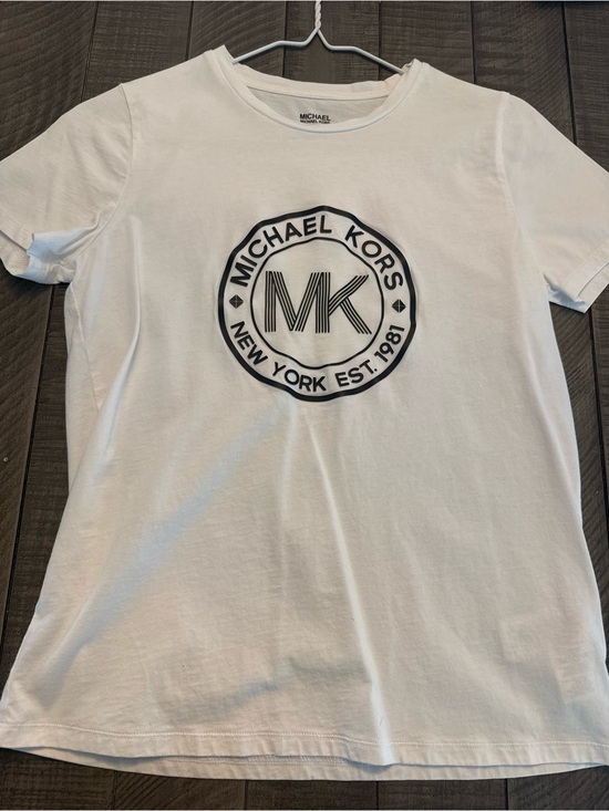Michael Kors Tops - Michael Kors White T-Shirt with Black MK Seal Graphic